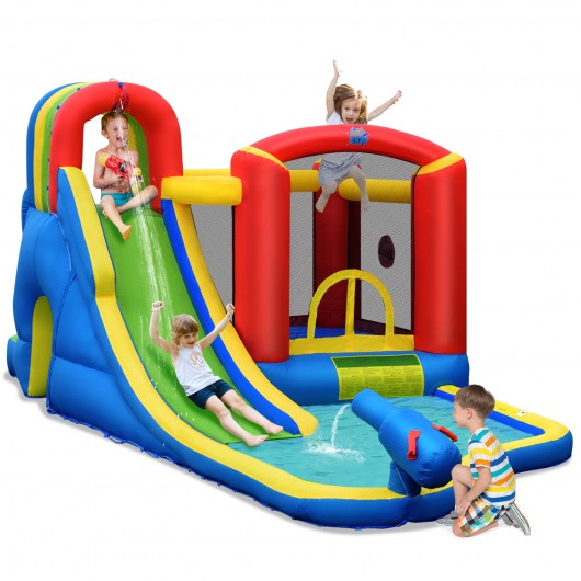 Inflatable Kid Bounce House Slide Climbing Splash Park Pool Jumping Castle Without Blower - Image 2
