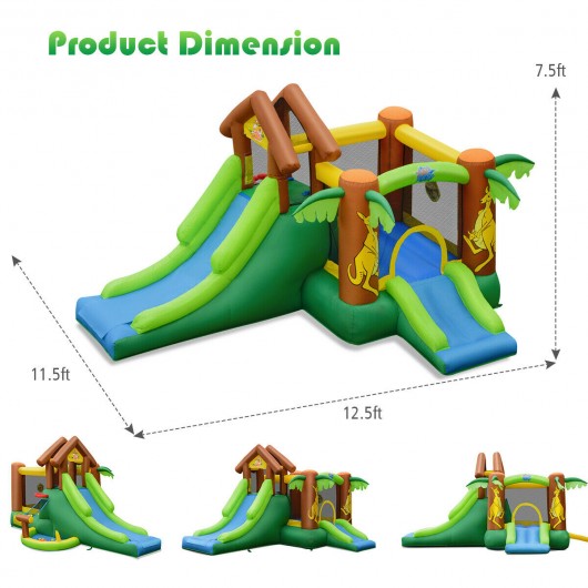 Kids Inflatable Jungle Bounce House Castle including Bag without Blower - Image 4