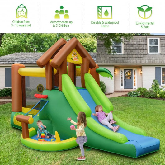 Kids Inflatable Jungle Bounce House Castle including Bag without Blower - Image 6