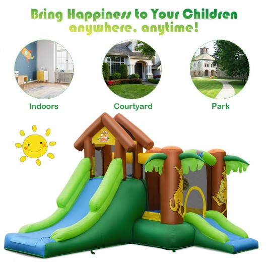 Kids Inflatable Jungle Bounce House Castle including Bag without Blower - Image 2