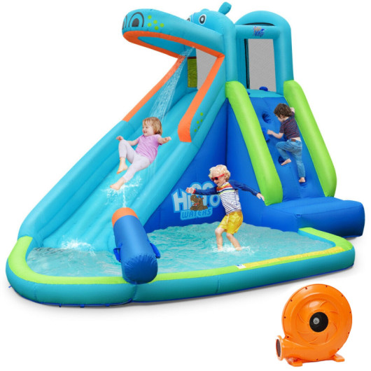 Hippo Inflatable Water Slide Bounce House with Air Blower - Image 6