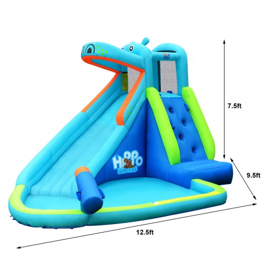Hippo Inflatable Water Slide Bounce House with Air Blower - Image 2
