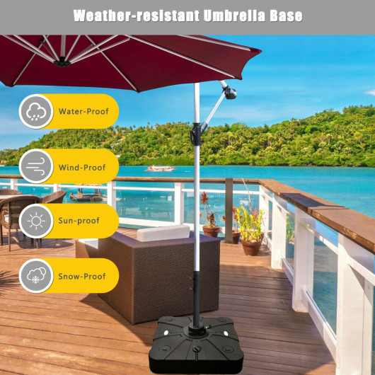 260 lbs Offset Patio Umbrella Base with Wheels Sand Water Filled - Image 4