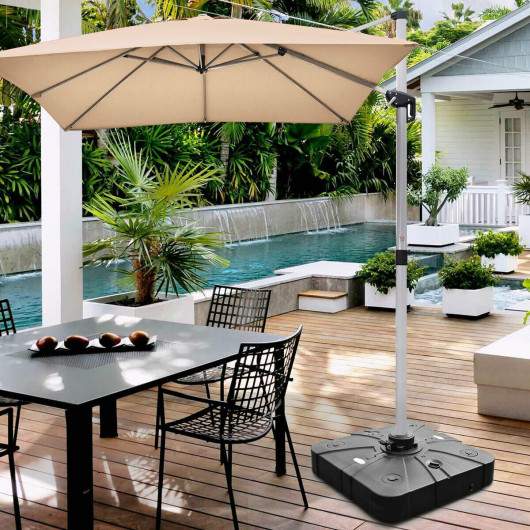260 lbs Offset Patio Umbrella Base with Wheels Sand Water Filled - Image 3