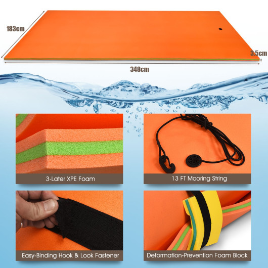 12 x 6 Feet 3 Layer Floating Water Pad-Orange - Image 2