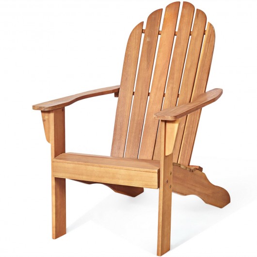 Acacia Wood Outdoor Adirondack Chair with Ergonomic Design-Natural