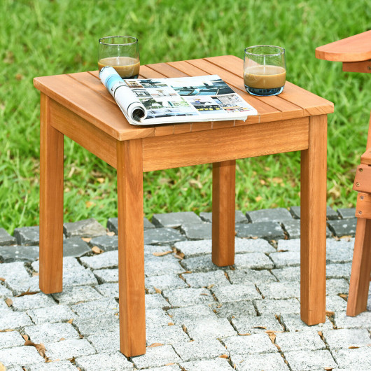 Wooden Square Patio Coffee Bistro Table-Natural - Image 4