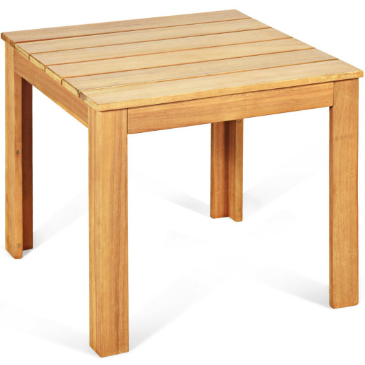 Wooden Square Patio Coffee Bistro Table-Natural - Image 3