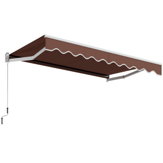 10 x 8.2 Feet Retractable Awning with Easy Opening Manual Crank Handle-Brown - Image 3