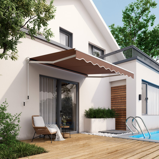 10 x 8.2 Feet Retractable Awning with Easy Opening Manual Crank Handle-Brown - Image 4