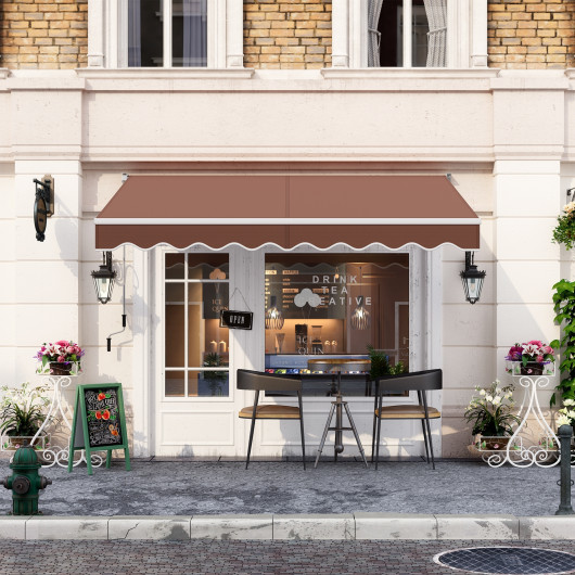10 x 8.2 Feet Retractable Awning with Easy Opening Manual Crank Handle-Brown - Image 5