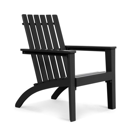 Outdoor Durable Patio Acacia Wood Adirondack Lounge Armchair-Black - Image 2