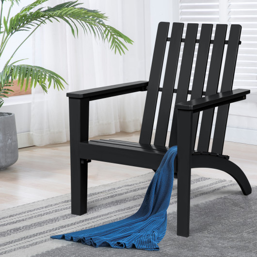 Outdoor Durable Patio Acacia Wood Adirondack Lounge Armchair-Black - Image 3