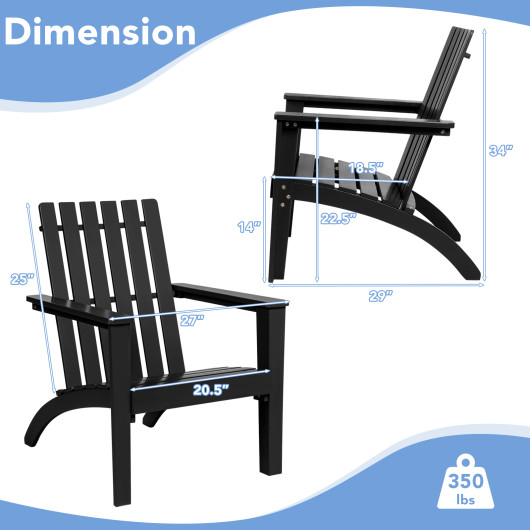 Outdoor Durable Patio Acacia Wood Adirondack Lounge Armchair-Black - Image 6