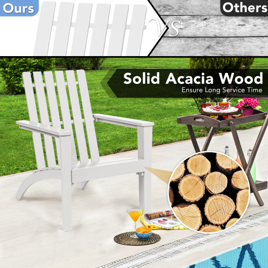Outdoor Durable Patio Acacia Wood Adirondack Lounge Armchair-White - Image 3