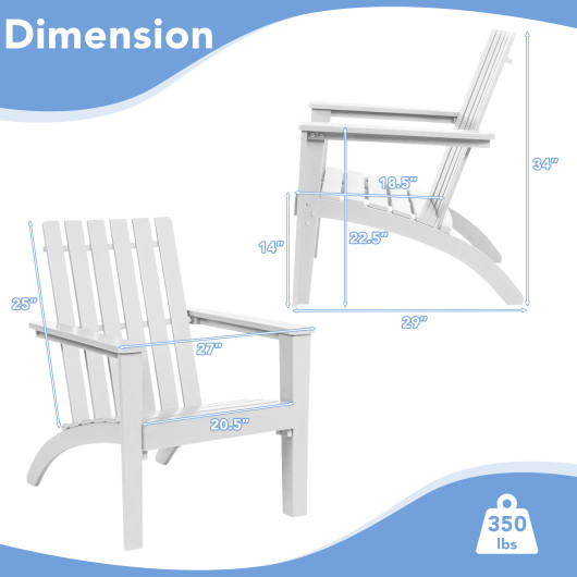 Outdoor Durable Patio Acacia Wood Adirondack Lounge Armchair-White - Image 4