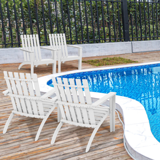 Outdoor Durable Patio Acacia Wood Adirondack Lounge Armchair-White - Image 5