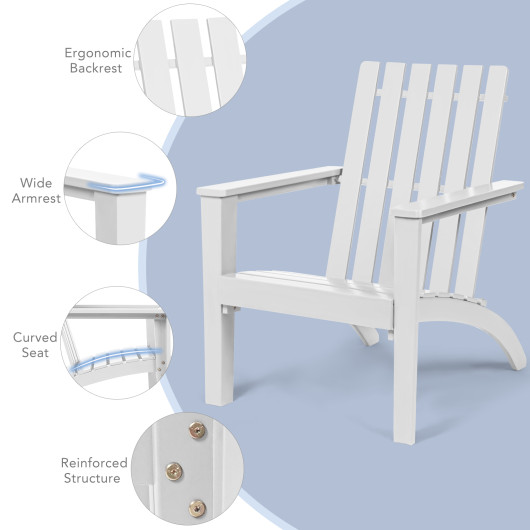 Outdoor Durable Patio Acacia Wood Adirondack Lounge Armchair-White - Image 6