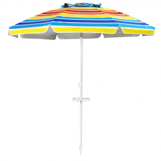 7.2 Feet Portable Outdoor Beach Umbrella with Sand Anchor and Tilt Mechanism-Multicolor - Image 5