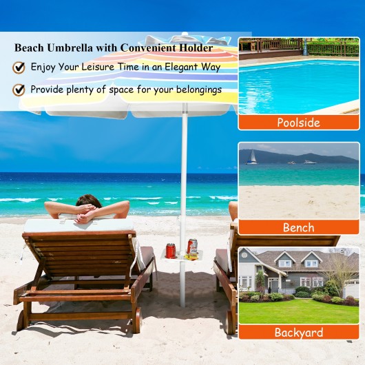 7.2 Feet Portable Outdoor Beach Umbrella with Sand Anchor and Tilt Mechanism-Multicolor - Image 6