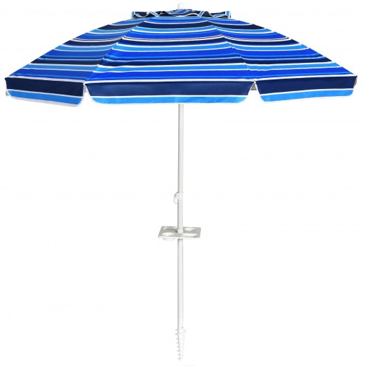 7.2 Feet Portable Outdoor Beach Umbrella with Sand Anchor and Tilt Mechanism-Navy - Image 6