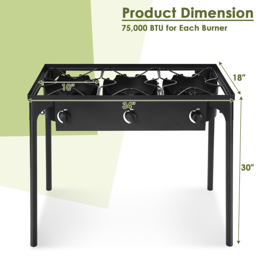 225 000-BTU Portable Propane 3 Burner Gas Cooker - Image 5