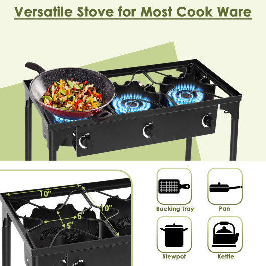 225 000-BTU Portable Propane 3 Burner Gas Cooker - Image 4
