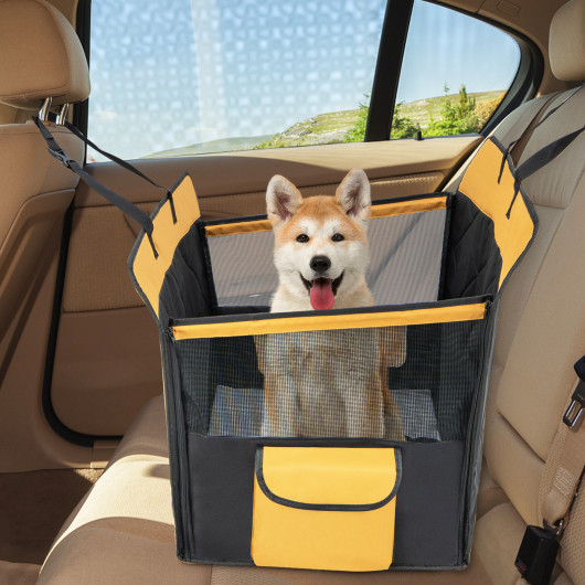 Dog Car Seat Cover with Mesh Window for Small and Medium Dogs-Black - Image 5