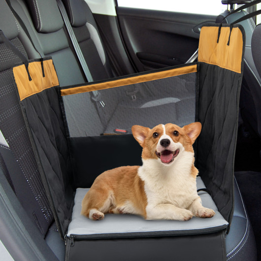 Dog Car Seat Cover with Mesh Window for Small and Medium Dogs-Black - Image 6
