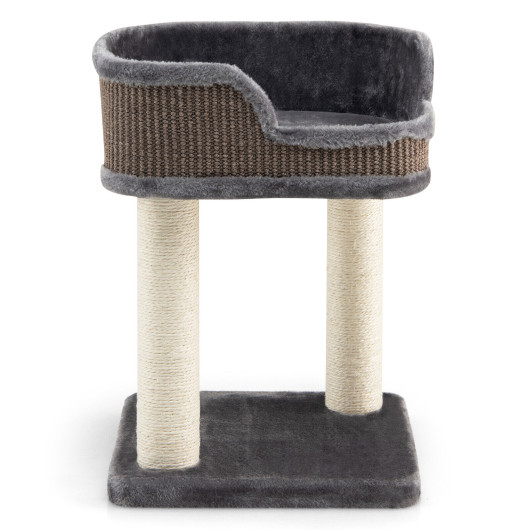 Multi-Level Cat Climbing Tree with Scratching Posts and Large Plush Perch-Gray - Image 3
