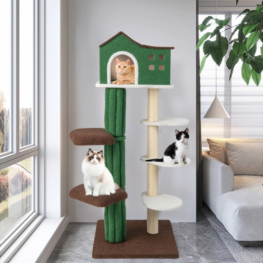Multi-level Cat Tree with Condo andand Anti-tipping Device-Green - Image 5