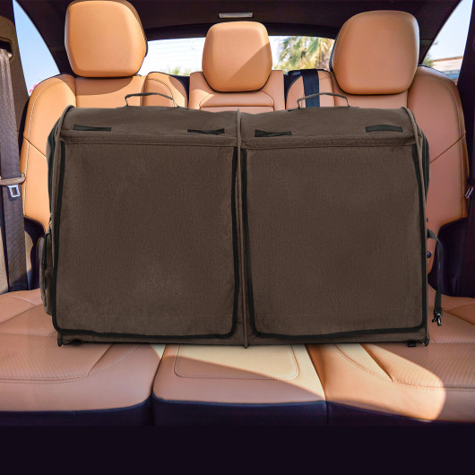 Double Compartment Pet Carrier with 2 Removable Hammocks-Brown - Image 6