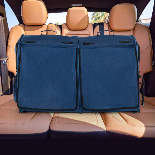 Double Compartment Pet Carrier with 2 Removable Hammocks-Navy - Image 5