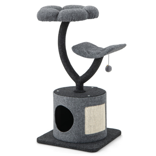 Cat Tree for Indoor Cats with Curved Metal Supporting Frame for Large & Small Cats-Gray - Image 3