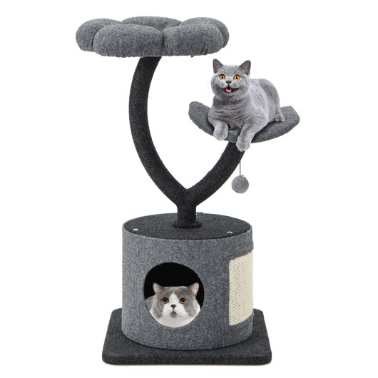 Cat Tree for Indoor Cats with Curved Metal Supporting Frame for Large & Small Cats-Gray - Image 4