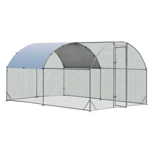 6.2 Feet-12.5 Feet-19 FeetLarge Metal Chicken Coop Outdoor Galvanized Dome Cage with Cover-M