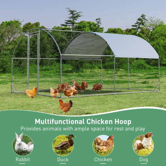 6.2 Feet-12.5 Feet-19 FeetLarge Metal Chicken Coop Outdoor Galvanized Dome Cage with Cover-M - Image 5