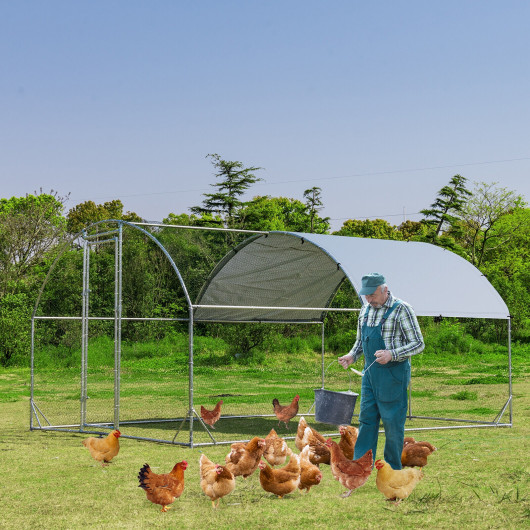 6.2 Feet-12.5 Feet-19 FeetLarge Metal Chicken Coop Outdoor Galvanized Dome Cage with Cover-M - Image 4