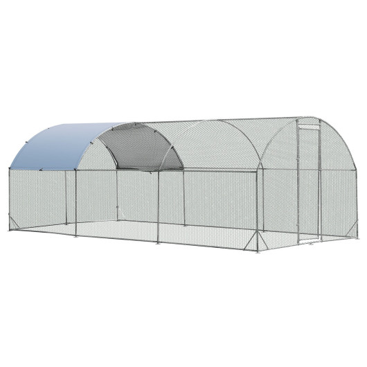 6.2 Feet-12.5 Feet-19 Feet Large Metal Chicken Coop Outdoor Galvanized Dome Cage with Cover-L