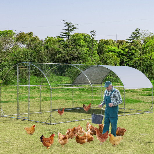 6.2 Feet-12.5 Feet-19 Feet Large Metal Chicken Coop Outdoor Galvanized Dome Cage with Cover-L - Image 4