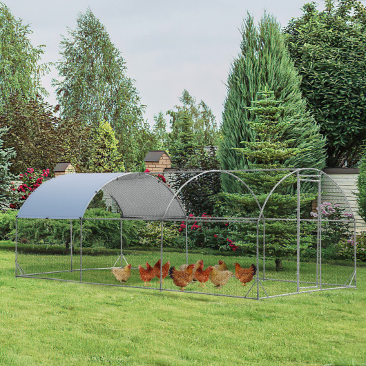 6.2 Feet-12.5 Feet-19 Feet Large Metal Chicken Coop Outdoor Galvanized Dome Cage with Cover-L - Image 5