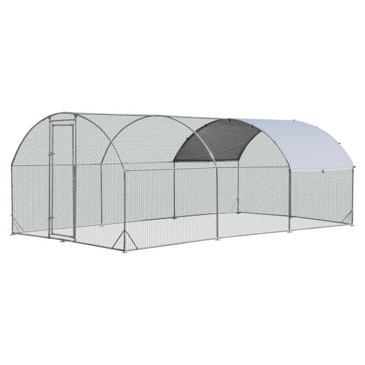 6.2 Feet-12.5 Feet-19 Feet Large Metal Chicken Coop Outdoor Galvanized Dome Cage with Cover-L - Image 6
