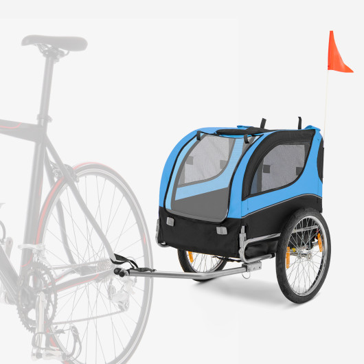 Dog Bike Trailer Foldable Pet Cart with 3 Entrances for Travel-Blue - Image 4
