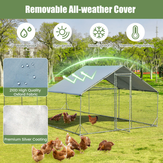 Large Metal Chicken Coop with Waterproof and Sun-proof Cover - Image 4