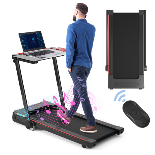 3-in-1 Folding Treadmill with Large Desk and LCD Display-Black - Image 2