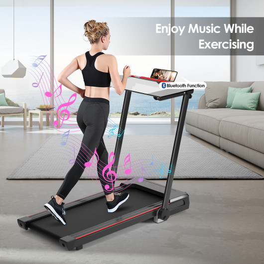 3-in-1 Folding Treadmill with Large Desk and LCD Display-Black - Image 4