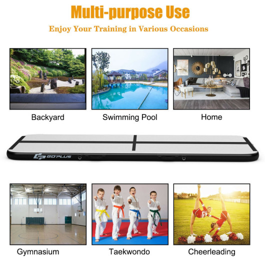 10 Feet Inflatable Gymnastics Tumbling Mat with Pump -Black - Image 6