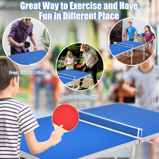 60 Inch Portable Tennis Ping Pong Folding Table with Accessories-Blue - Image 3