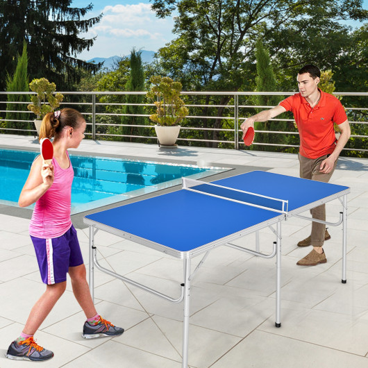 60 Inch Portable Tennis Ping Pong Folding Table with Accessories-Blue - Image 4