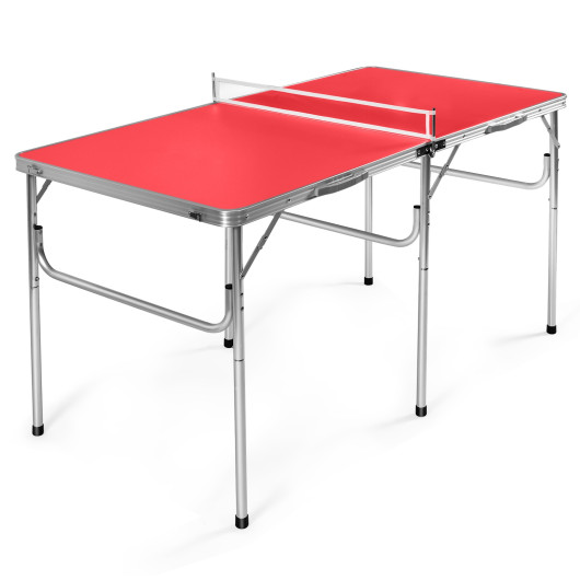 60 Inch Portable Tennis Ping Pong Folding Table with Accessories-Red - Image 4